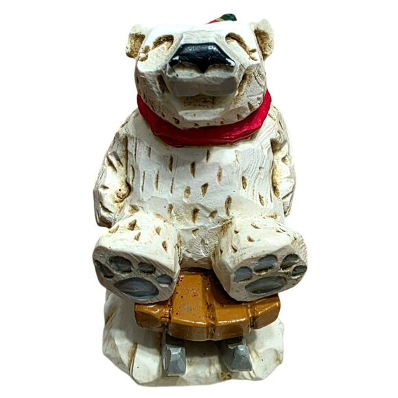 1996 David Frykman Polar Bear Sledding Fun Snow Sled Christmas Holiday Decor - Picture 4 of 9